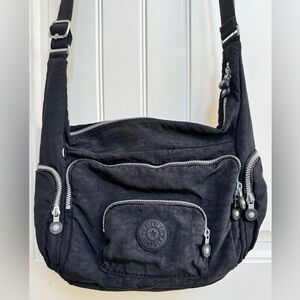 Kipling Black Nylon Europa Crossover Shoulder Bag. 11” by 10” by 5”